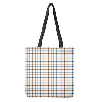 Blue And Brown Tattersall Pattern Print Tote Bag | Newhawaiianshirts DE