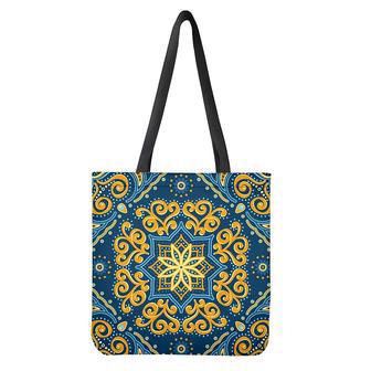 Blue And Gold Bohemian Mandala Print Tote Bag | Newhawaiianshirts CA