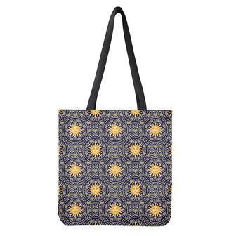 Blue And Gold Celestial Pattern Print Tote Bag | Newhawaiianshirts CA