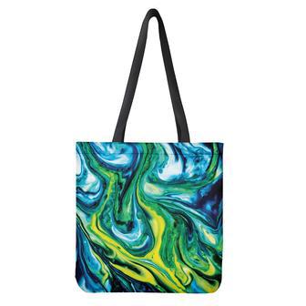 Blue And Green Acid Melt Print Tote Bag | Newhawaiianshirts CA