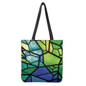 Blue And Green Stained Glass Print Tote Bag | Newhawaiianshirts CA