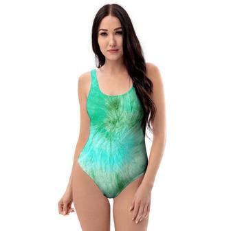 Blue And Green Tie Dye One Piece Swimsuite | Newhawaiianshirts