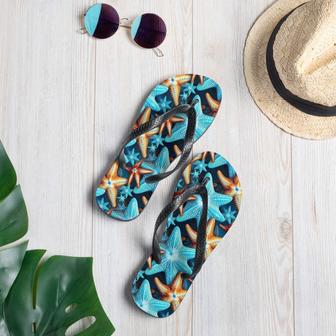 Blue And Orange Starfish Flip Flops | Newhawaiianshirts AU