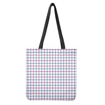 Blue And Purple Tattersall Pattern Print Tote Bag | Newhawaiianshirts UK