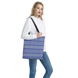 Blue And White African Pattern Print Tote Bag | Newhawaiianshirts UK