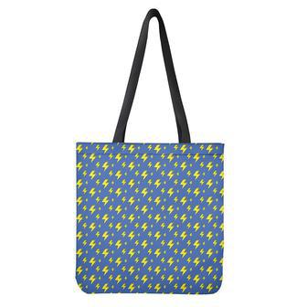 Blue And Yellow Lightning Pattern Print Tote Bag | Newhawaiianshirts DE