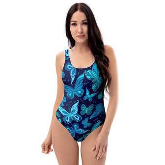 Blue Butterfly Print One Piece Swimsuite | Newhawaiianshirts AU