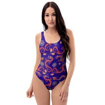 Blue Chinese Dragon One Piece Swimsuite | Newhawaiianshirts CA