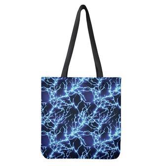 Blue Electric Lightning Print Tote Bag | Newhawaiianshirts AU