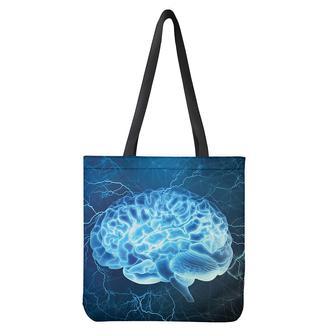 Blue Electrical Brain Activity Print Tote Bag | Newhawaiianshirts AU