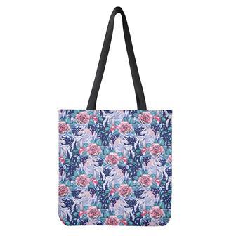 Blue Fairy Rose Unicorn Pattern Print Tote Bag | Newhawaiianshirts DE