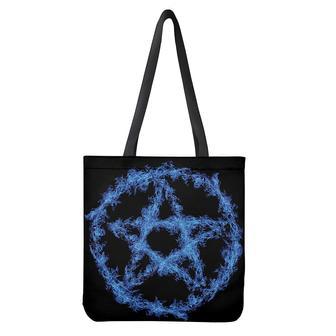 Blue Flame Pentagram Print Tote Bag | Newhawaiianshirts DE