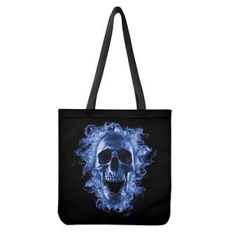 Blue Flaming Skull Print Tote Bag | Newhawaiianshirts UK