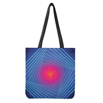 Blue Geometric Edm Light Print Tote Bag | Newhawaiianshirts