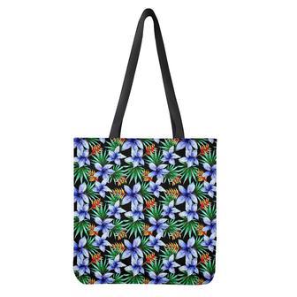 Blue Hawaiian Wildflowers Pattern Print Tote Bag | Newhawaiianshirts AU