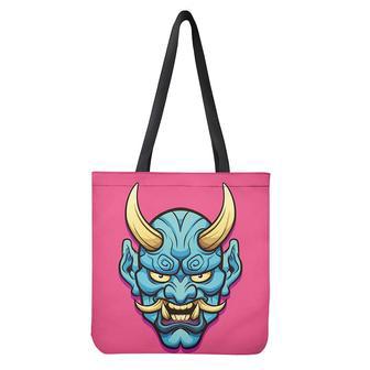 Blue Japanese Demon Print Tote Bag | Newhawaiianshirts CA