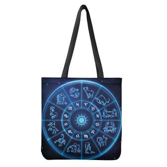 Blue Light Zodiac Circle Print Tote Bag | Newhawaiianshirts CA