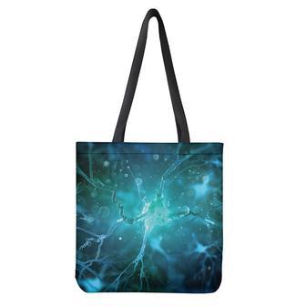 Blue Neurons In The Brain Print Tote Bag | Newhawaiianshirts CA