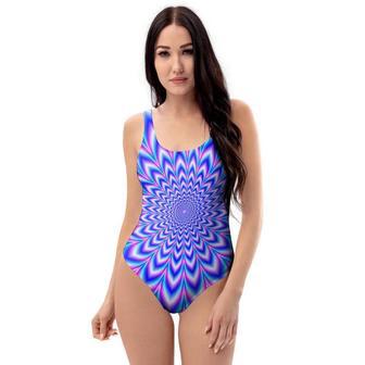 Blue Optical Illusion One Piece Swimsuite | Newhawaiianshirts DE