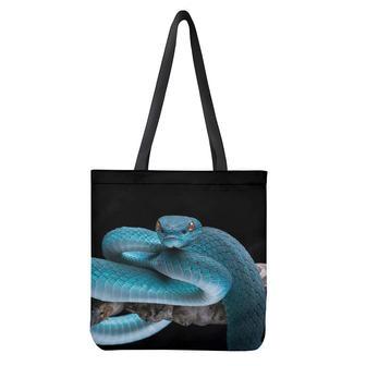 Blue Pit Viper Snake Print Tote Bag | Newhawaiianshirts