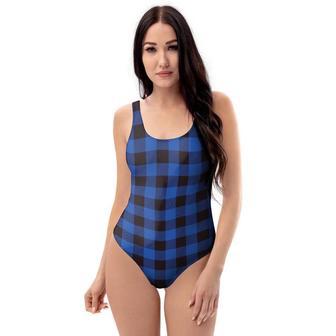 Blue Plaid One Piece Swimsuite | Newhawaiianshirts