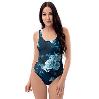 Blue Rose Floral One Piece Swimsuite | Newhawaiianshirts AU