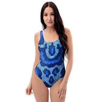 Blue Snakeskin Print One Piece Swimsuite | Newhawaiianshirts CA