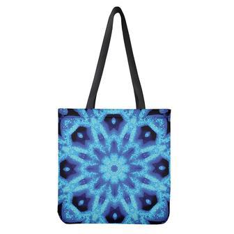 Blue Snowflake Kaleidoscope Print Tote Bag | Newhawaiianshirts DE