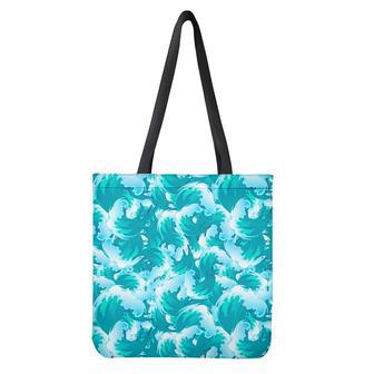 Blue Surfing Wave Pattern Print Tote Bag | Newhawaiianshirts CA