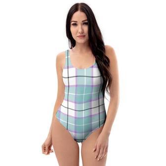 Blue Tartan Plaid One Piece Swimsuite | Newhawaiianshirts