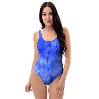 Blue Tie Dye Print One Piece Swimsuite | Newhawaiianshirts CA