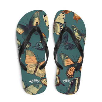 Blue Vintage Butterfly Flip Flops Colorful | Newhawaiianshirts