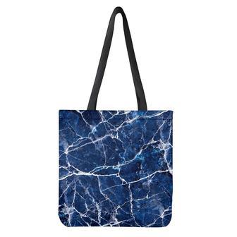 Blue White Marble Print Tote Bag | Newhawaiianshirts DE