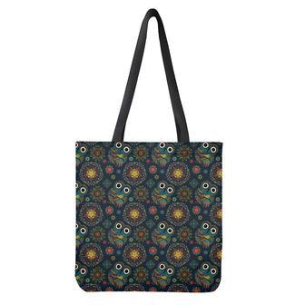 Bohemian Owl Pattern Print Tote Bag | Newhawaiianshirts UK