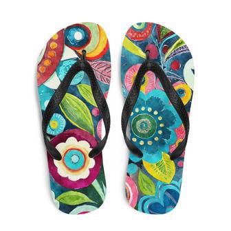 Boho Flower Print Flip-Flops | Newhawaiianshirts DE