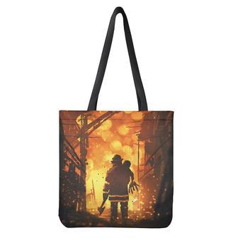 Brave Firefighter Painting Print Tote Bag | Newhawaiianshirts