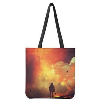 Brave Firefighter With Axe Print Tote Bag | Newhawaiianshirts