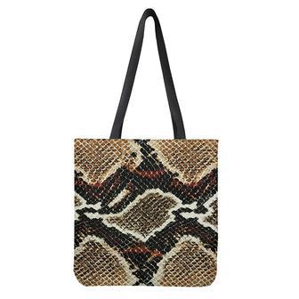 Brown And Black Snakeskin Print Tote Bag | Newhawaiianshirts DE