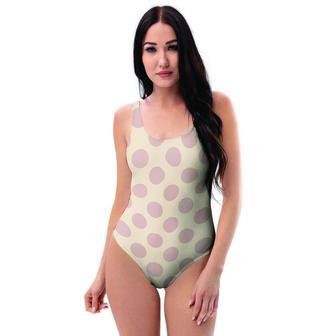 Brown And Cream Polka Dot One Piece Swimsuite | Newhawaiianshirts