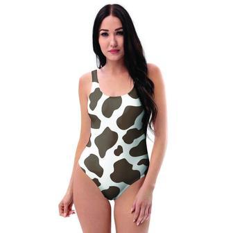 Brown And White Cow Print One Piece Swimsuite | Newhawaiianshirts AU