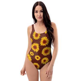 Brown Sunflower One Piece Swimsuite | Newhawaiianshirts AU