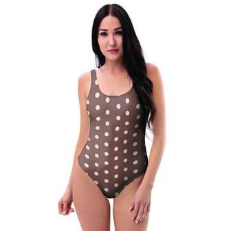 Brown Tiny Polka Dot One Piece Swimsuite | Newhawaiianshirts