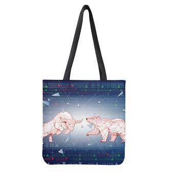 Bull And Bear Stock Market Print Tote Bag | Newhawaiianshirts DE