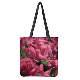 Burgundy Alstroemeria Print Tote Bag | Newhawaiianshirts