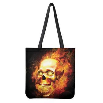 Burning Evil Skull Print Tote Bag | Newhawaiianshirts AU