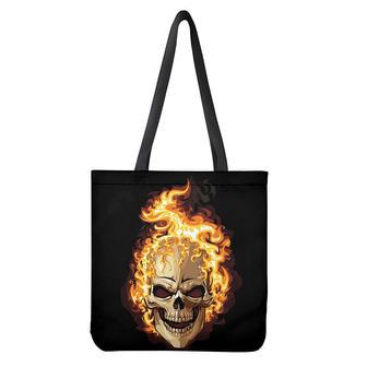 Burning Skull Print Tote Bag | Newhawaiianshirts AU