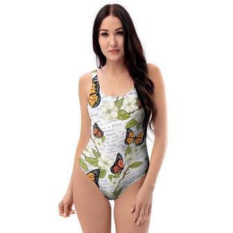 Butterfly Floral Print One Piece Swimsuite | Newhawaiianshirts CA