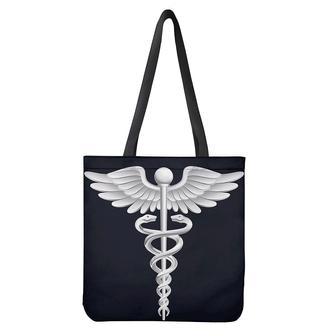 Caduceus Symbol Of Medicine Print Tote Bag | Newhawaiianshirts