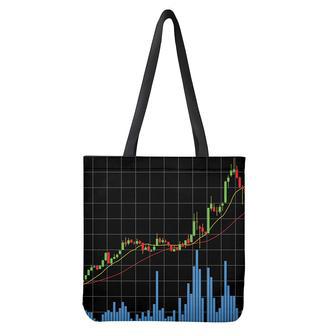 Candlestick Stock Graph Chart Print Tote Bag | Newhawaiianshirts CA