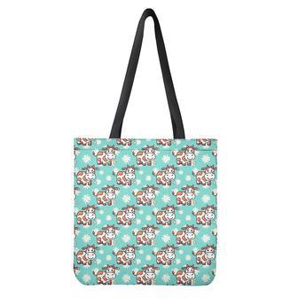 Cartoon Cow And Daisy Flower Print Tote Bag | Newhawaiianshirts DE